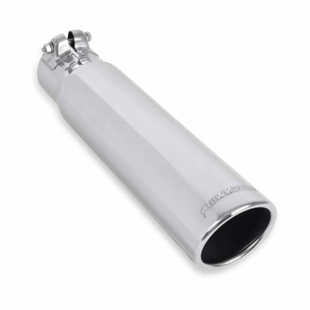 Exhaust Tip 3_in Rolled Angle Polished SS 2.5_in Clamp-On Flowmaster